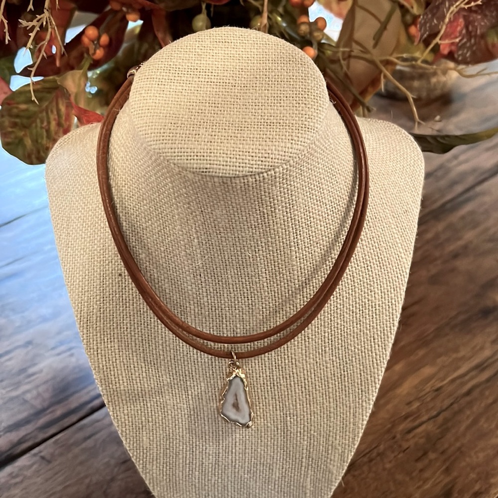 Brown Cord Rock Choker Necklace